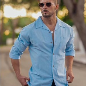 Combo of Men’s Casual Cotton Blend Shirt || Long Sleeve Button Down with Spread Collar | Lightweight Breathable Fabric | Stylish Solid Shirt for Beach, Office & Everyday Wear Pack of 2