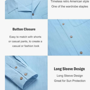 Combo of Men’s Casual Cotton Blend Shirt || Long Sleeve Button Down with Spread Collar | Lightweight Breathable Fabric | Stylish Solid Shirt for Beach, Office & Everyday Wear Pack of 2