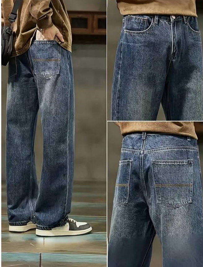 GRECIILOOKS Men Jeans || Baggy Fit Jean's for Man || Loose Fit High Rise Denim || Stretchable Casual Wear Jean,s || Dance Rap Rapping Style Pant for Men || Denim Cotton Jeans - Image 2