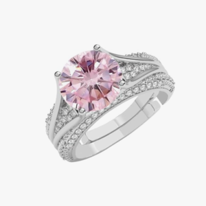 Clara 925 Silver Jino Pink Solitaire Pendant Earrings Chain Ring for Women