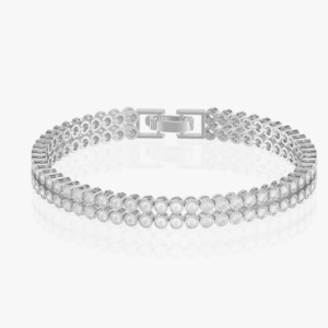 925 Sterling Silver Adjustable Bracelet for Women | Double Layer Crystal Tennis Design | Elegant Solitaire Star Link Style | Stylish Fashion Jewellery Gift for Girls & Women